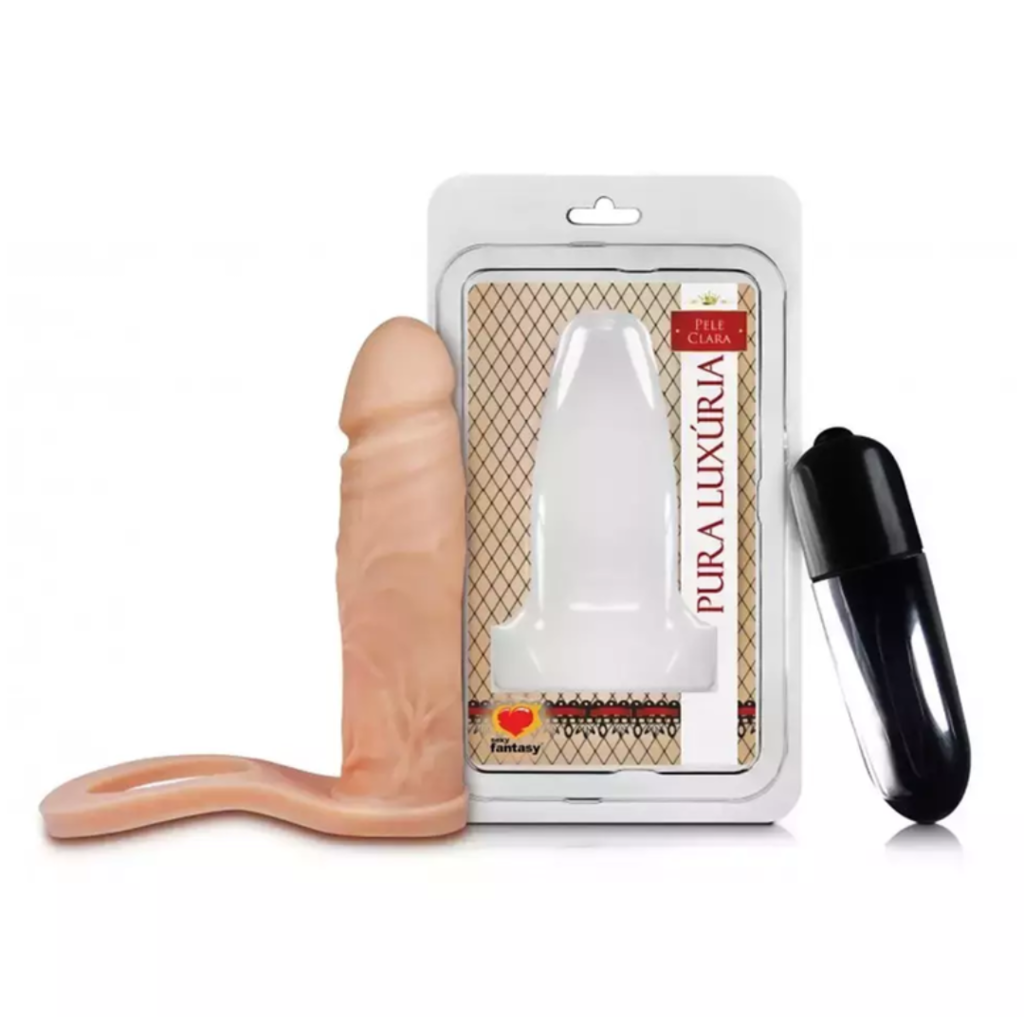 Anel companheiro c/Vibrador Pele Clara 12,4 x 3 cm